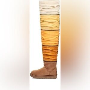 UGG Classic Sweater Letter TA knitted suede high-leg boots 'Brown Tan'